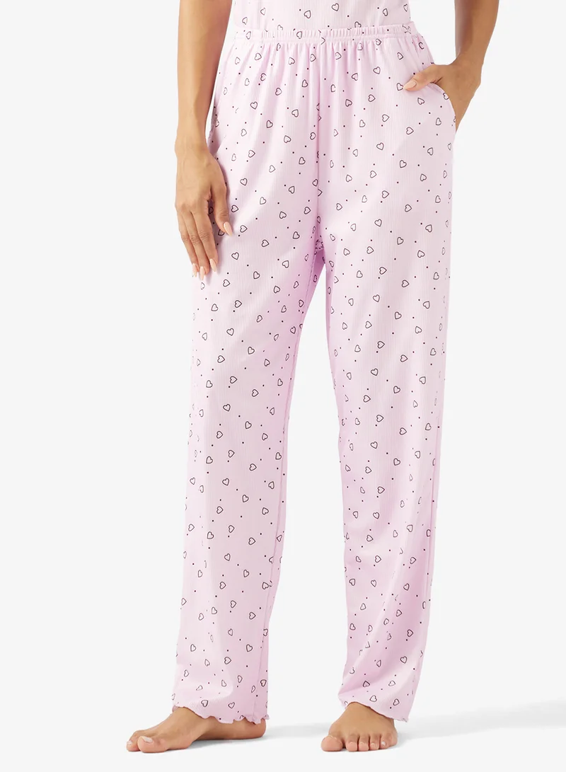 Ginger  Heart Print T-shirt & Pyjama Set for Women | Best Price UAE