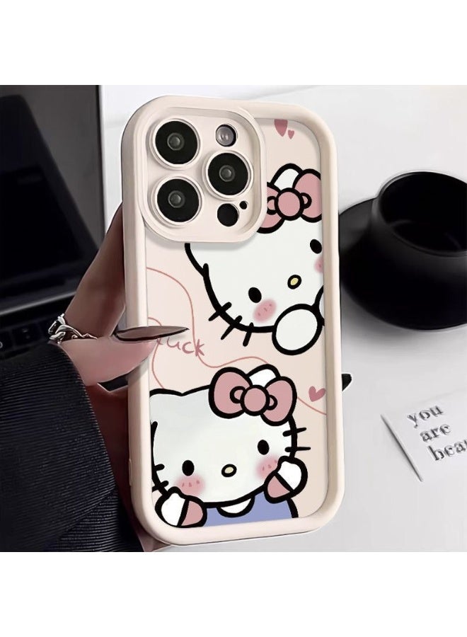 جراب iPhone 16 Pro Max بتصميم Hello Kitty اللطيف، غطاء TPU ناعم لامع أبيض مقاوم للصدمات، جراب واقٍ مضاد لبصمات الأصابع من الكرتون للفتيات والنساء - Image 1