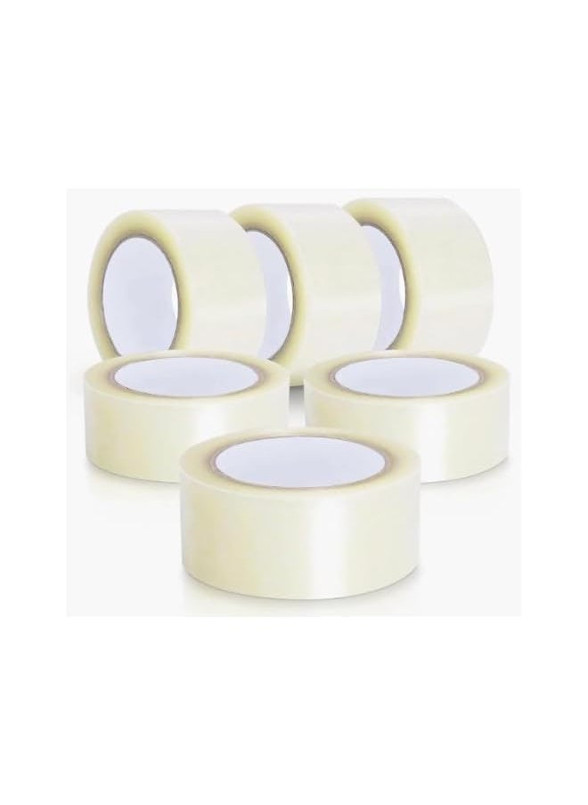 PROMASS promass 6 pcs (60 YARD LENGTH) BOPP Clear Packing Tape, Heavy Duty Clear Packing Tape - 2 Inch (5CM) x 60 Yard (55M) Roll - 50 Microns Strong Adhesive for Sealing Boxes, Moving Supplies  - Image 1