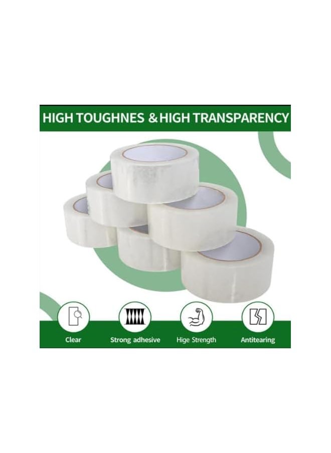 PROMASS promass 6 pcs (60 YARD LENGTH) BOPP Clear Packing Tape, Heavy Duty Clear Packing Tape - 2 Inch (5CM) x 60 Yard (55M) Roll - 50 Microns Strong Adhesive for Sealing Boxes, Moving Supplies  - Image 2