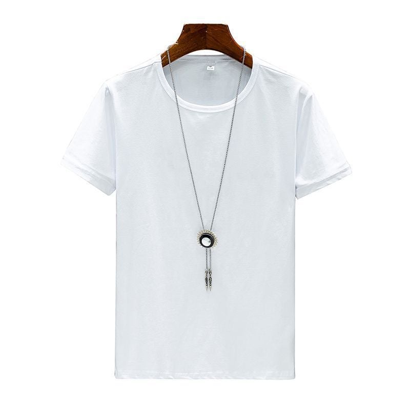 Mens Casual Linen Cotton Shirt Summer Loose Fit White/Round Neck 