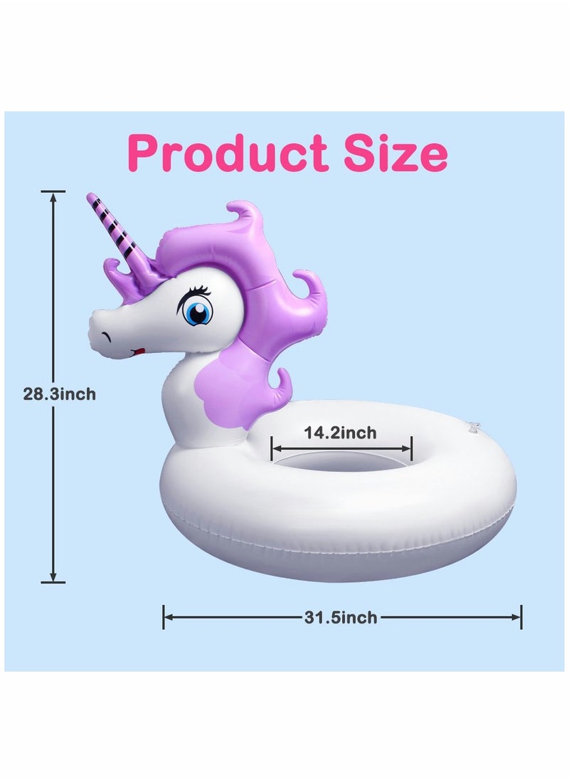 Unicorn Inflatable Swim Rings for Kids, Beach Floaties, Swimming Toys, Pool Float