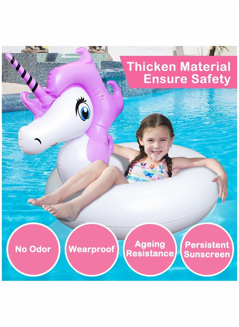 Unicorn Inflatable Swim Rings for Kids, Beach Floaties, Swimming Toys, Pool Float