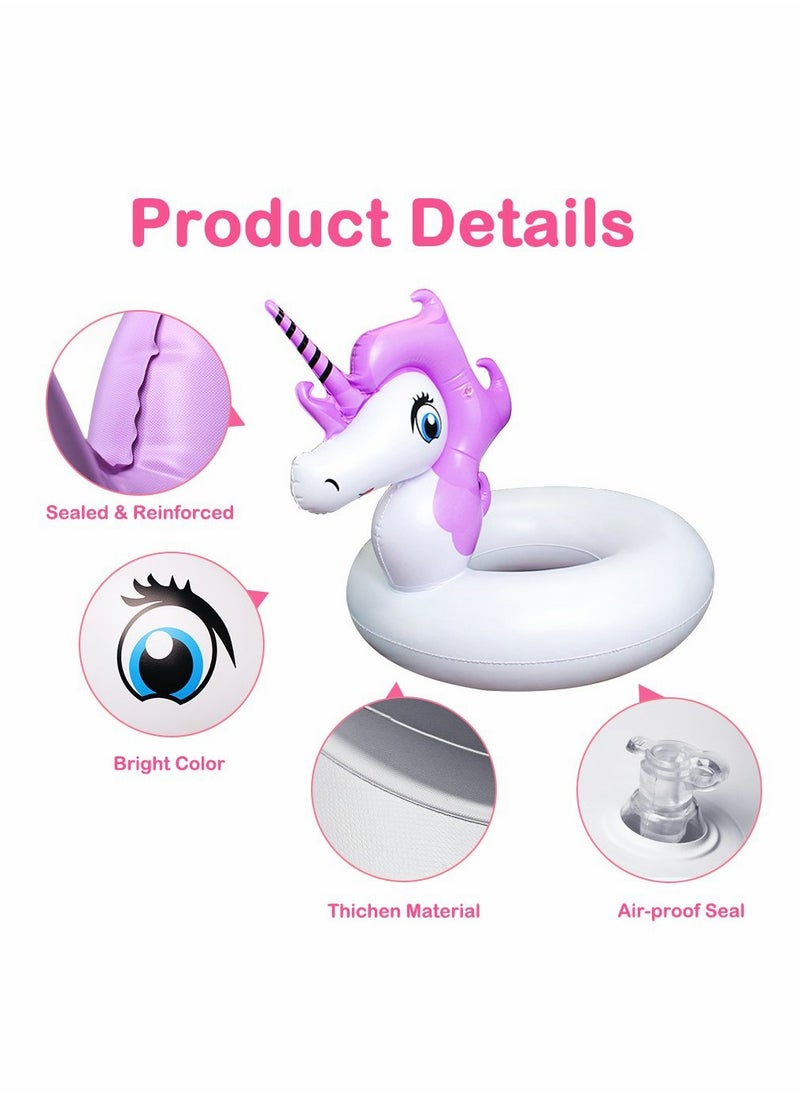 Unicorn Inflatable Swim Rings for Kids, Beach Floaties, Swimming Toys, Pool Float