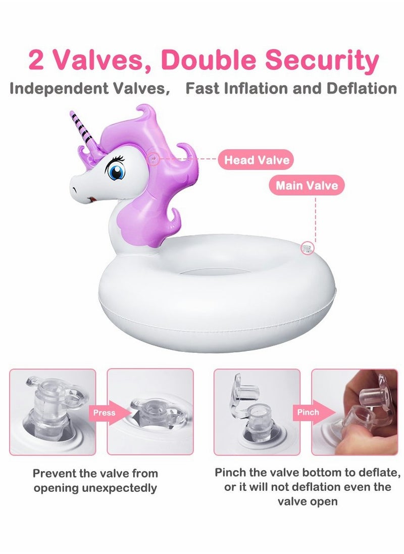 Unicorn Inflatable Swim Rings for Kids, Beach Floaties, Swimming Toys, Pool Float
