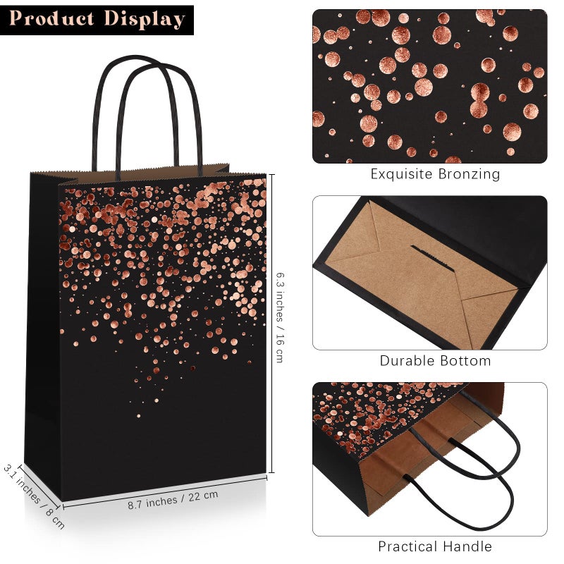 MIMIND 20 Pieces Gift Paper Bags Birthday Party Paper Bronzing Rose Gold Kraft Goodie Candy Bags with Handle for Birthday, Wedding, Hen Party Celebrations - Image 2