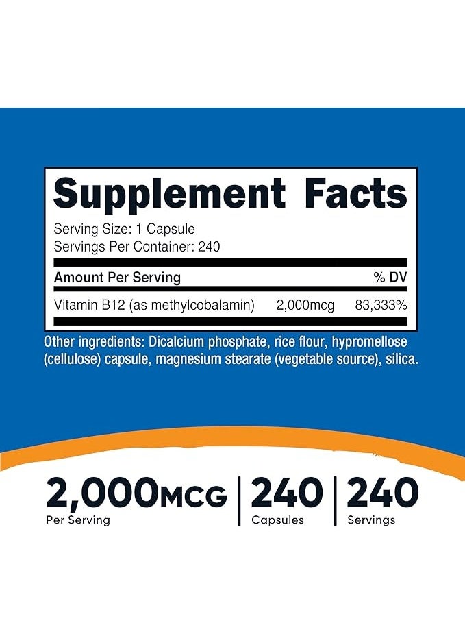 Nutricost, Vitamin B12, 2,000 mcg, 240 Capsules - Image 2