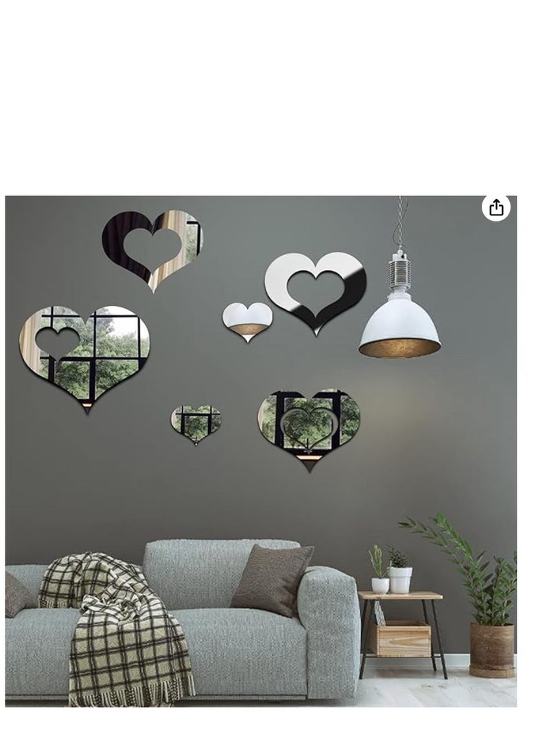 DIY Bands Dae Meyen Heart Shape Mirror Wall Decal, 3D Acrylic Heart Mirrors Wall Decor, Removable Heart Art Wall Sticker For Living Room Bedroom, Home Decoration Medium  - Image 1