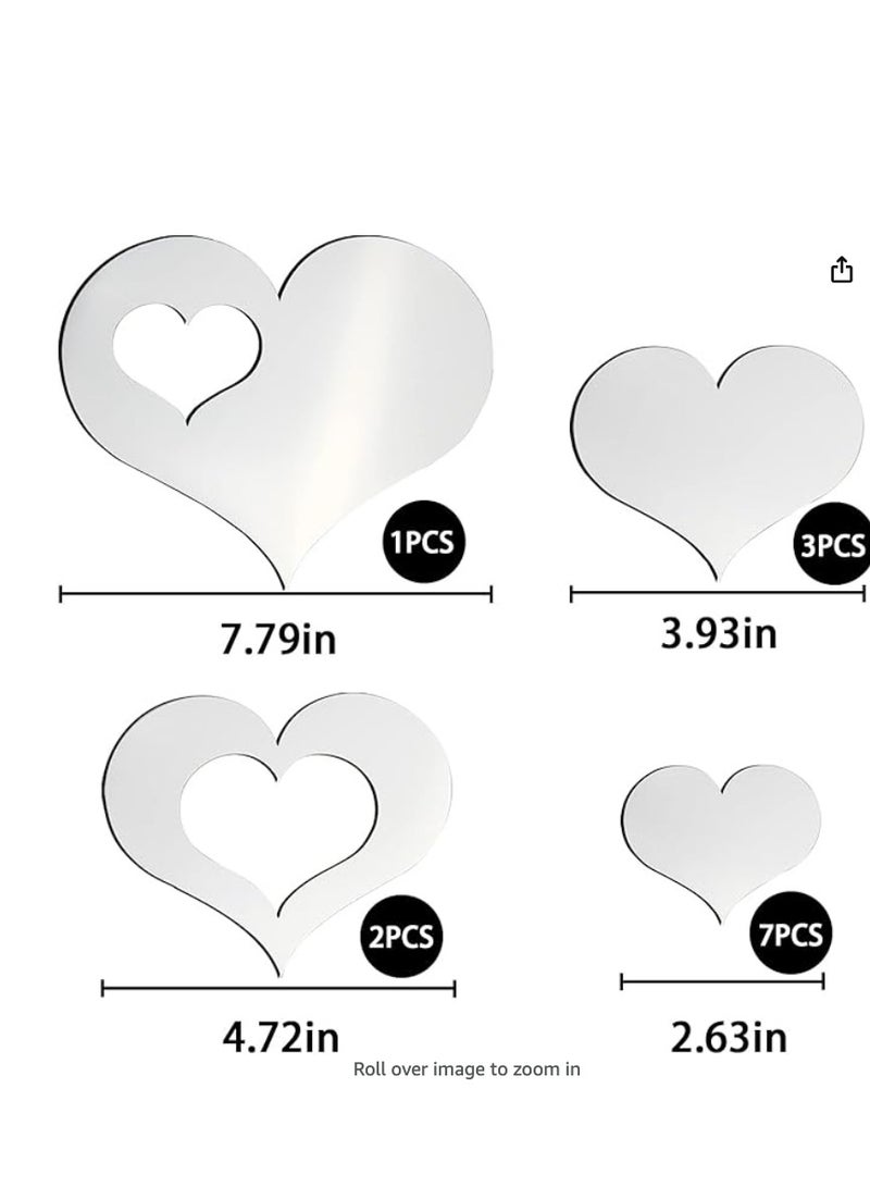 DIY Bands Dae Meyen Heart Shape Mirror Wall Decal, 3D Acrylic Heart Mirrors Wall Decor, Removable Heart Art Wall Sticker For Living Room Bedroom, Home Decoration Medium  - Image 2