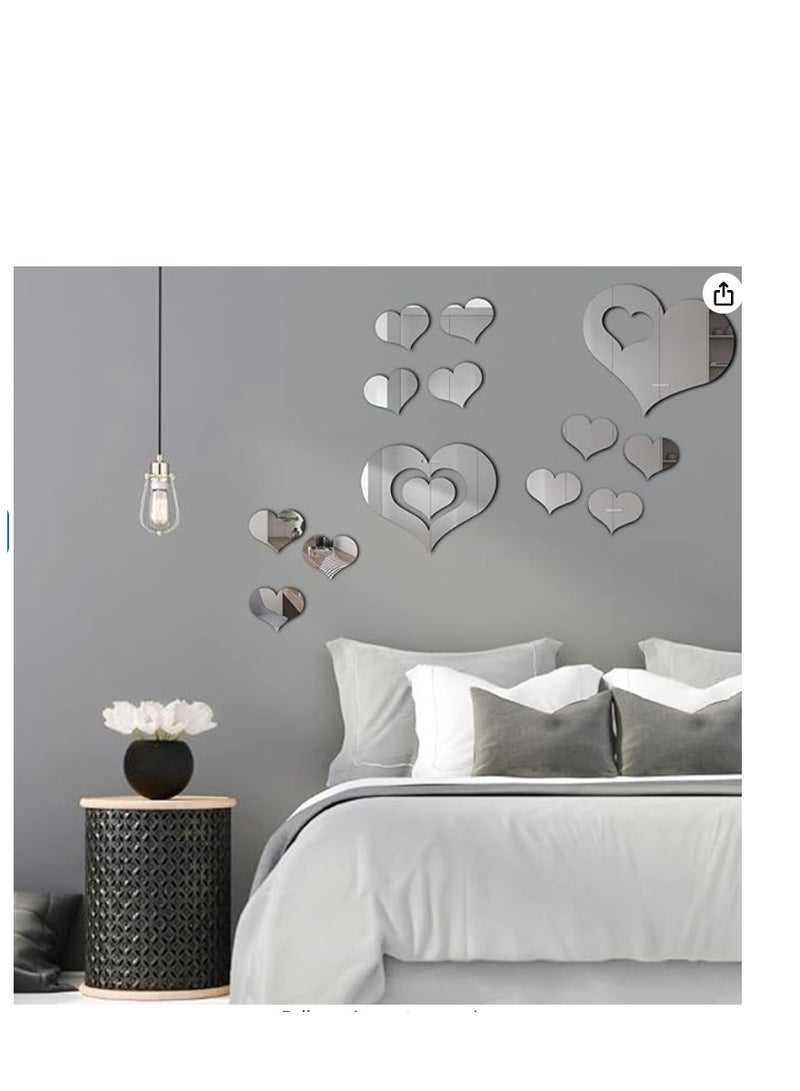 DIY Bands Dae Meyen Heart Shape Mirror Wall Decal, 3D Acrylic Heart Mirrors Wall Decor, Removable Heart Art Wall Sticker For Living Room Bedroom, Home Decoration Medium  - Image 4