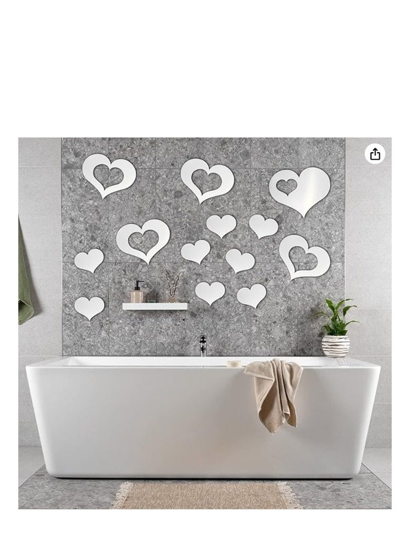 DIY Bands Dae Meyen Heart Shape Mirror Wall Decal, 3D Acrylic Heart Mirrors Wall Decor, Removable Heart Art Wall Sticker For Living Room Bedroom, Home Decoration Medium  - Image 5