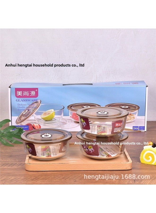 Negative Pressure Glass Fresh-keeping Bowl Single Sealed Fresh-keeping Box Lunch Box Suit Household Fresh-keeping Bowl Gift Wholesale-Specifications:Large Gift Box Fresh Bowl Two-piece Set (18 Sets/box)-Color:White - Image 3