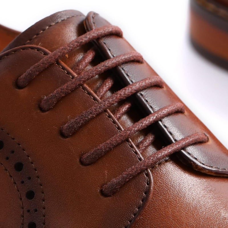 Waxed Dress Shoe Laces: 3 Pairs Thin Round Replacement Cord - Deep Coffee for Men's Formal Office Wear - Image 2