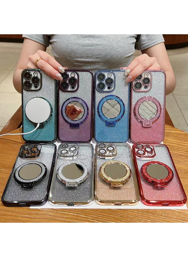 S-TOP Case For iPhone 11 Pro Plated Mirror Holder Gradient Glitter MagSafe Phone Case - Image 2