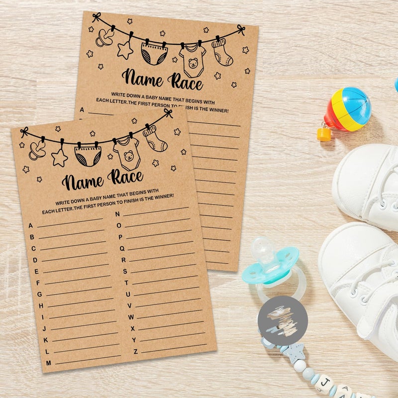 Misaidou Baby Shower Game, Name Race Game Cards, Baby Shower Party Games & Activities, Kraft - Image 3