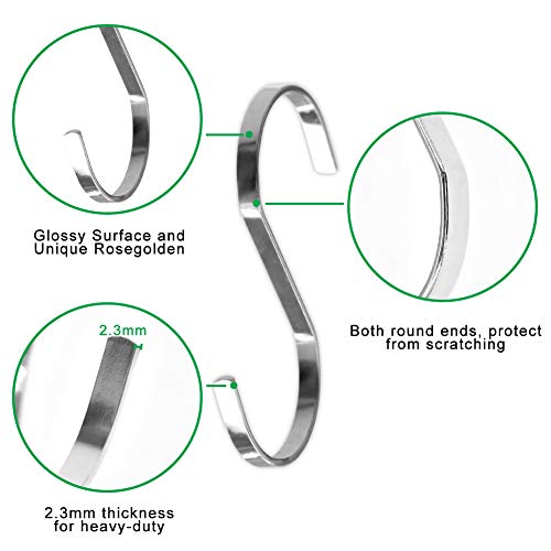 SumDirect 10pcs 4 Inch Silver Flat S Hooks, Heavy Duty Stainless Steel S Shaped Hooks for Hanging Pots and Pans,Outdoor Plants and Clothes - Image 3