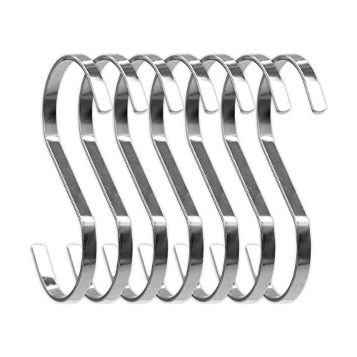SumDirect 10pcs 4 Inch Silver Flat S Hooks, Heavy Duty Stainless Steel S Shaped Hooks for Hanging Pots and Pans,Outdoor Plants and Clothes - Image 1