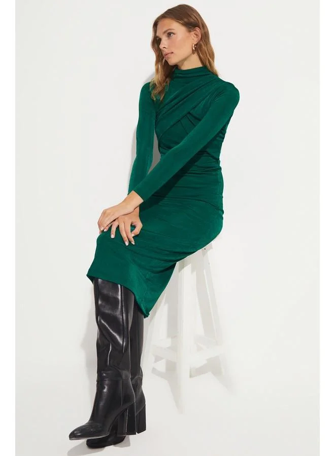JUNE Emerald Crisscross Dress