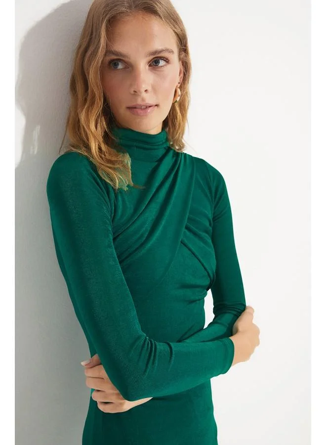 JUNE Emerald Crisscross Dress
