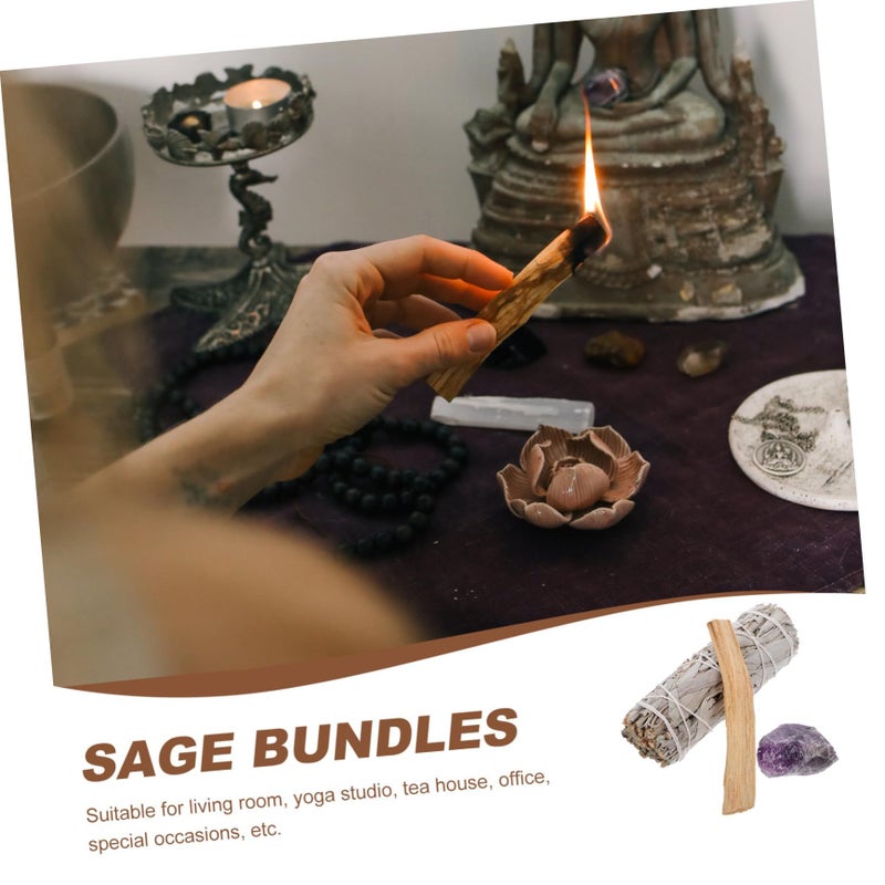 Unomor Sage Incense Bundle Amethyst Air Purifying Stick Natural Grass For Meditation Yoga Decor - Image 4