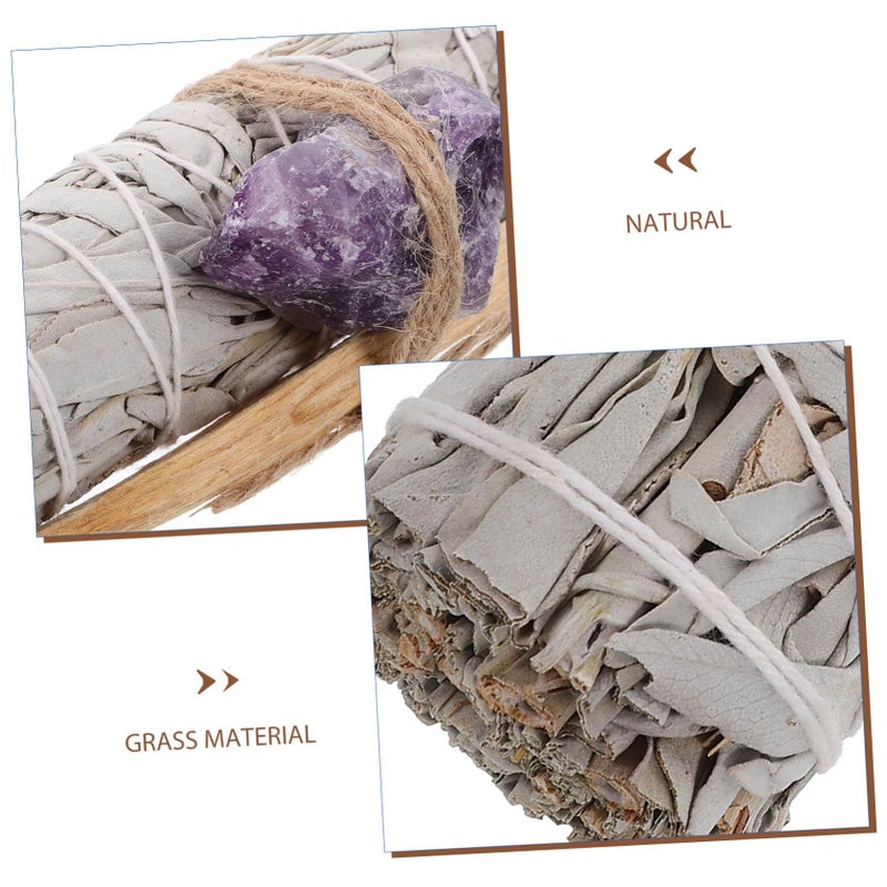 Unomor Sage Incense Bundle Amethyst Air Purifying Stick Natural Grass For Meditation Yoga Decor - Image 5