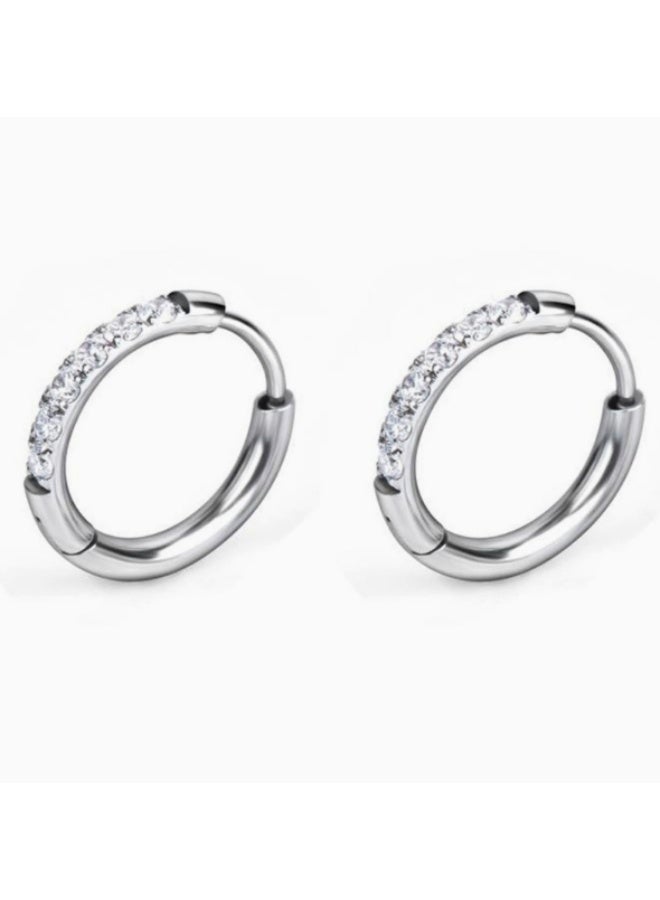 Cartilage Daith Earrings For Women Small 14K Gold Plated Hoop Hypoallergenic Helix Piercing Huggie Surgical Steel Diamond Implant Cubic Zirconia Prom Gift Jewelry - Image 1