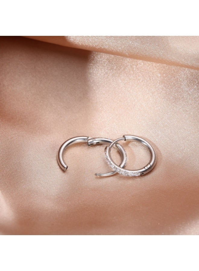 Cartilage Daith Earrings For Women Small 14K Gold Plated Hoop Hypoallergenic Helix Piercing Huggie Surgical Steel Diamond Implant Cubic Zirconia Prom Gift Jewelry - Image 2