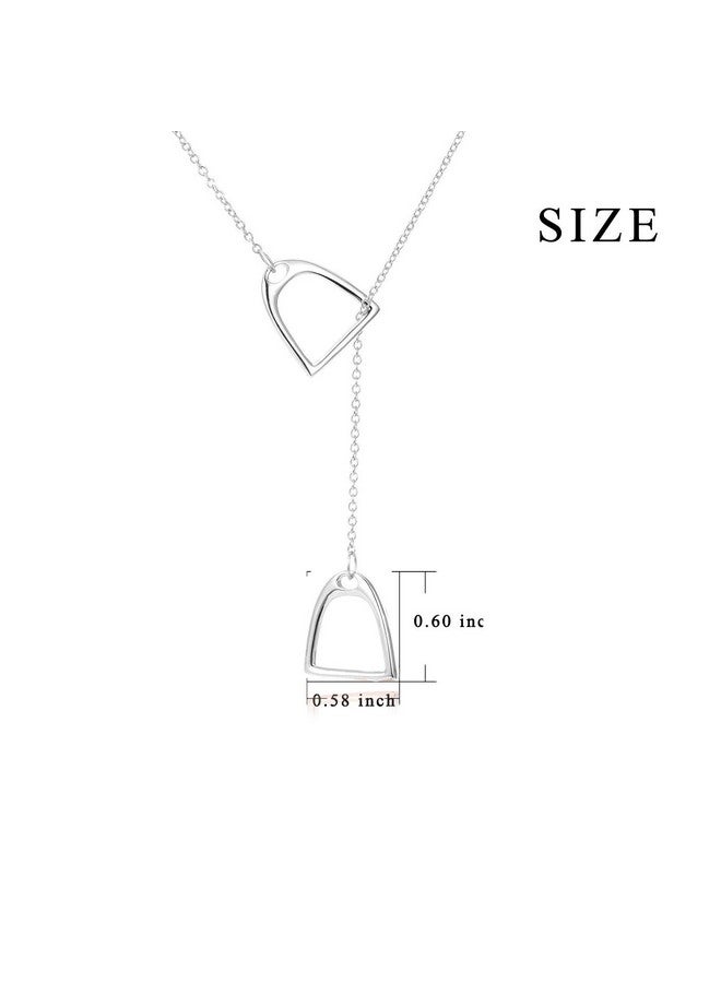 YFN Jewelry 925 Sterling Silver Simple Double Horse Stirrup Lariat Necklace Gift Birthday Day Jewelry 18" For Mom Women Wife - Image 5