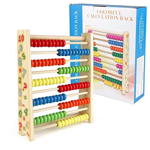 Sealive Classic Wooden Abacus for Kids Math, Educational Counting Toy with 100 Beads, 123 Learning Number Abacus for Toddler, Mathematics Toy Beads Game for Preschool Children Kindergarten - Image 1