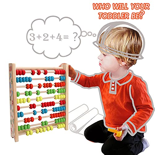 Sealive Classic Wooden Abacus for Kids Math, Educational Counting Toy with 100 Beads, 123 Learning Number Abacus for Toddler, Mathematics Toy Beads Game for Preschool Children Kindergarten - Image 3
