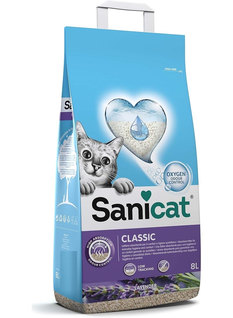 Sanicat Classic Cat Litter With Lavender 7 Day Odour Control Fast Absorption Product For Your Pet’S Hygiene Keep Your Home Clean 8L Capacity - Image 1