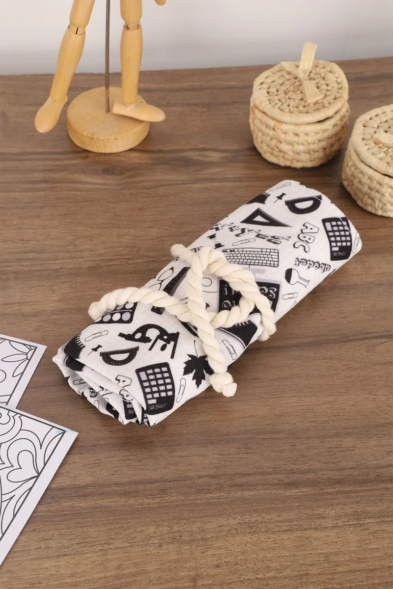 مينوفكو 36 Compartments School Student Professional Child Adult Cloth Roll Pen Holder