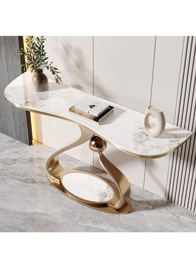 Raffine Modern Luxury Marble Top Console Table with Sculptural Gold Metal Base, Elegant Contemporary Hallway & Living Room Accent Table, Minimalist Designer Sofa Table for Entryway or Foyer – 100 × 45 × 85 cm - Image 2
