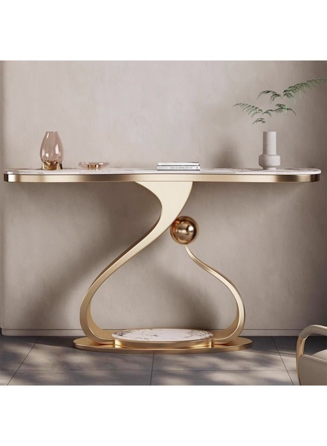 Raffine Modern Luxury Marble Top Console Table with Sculptural Gold Metal Base, Elegant Contemporary Hallway & Living Room Accent Table, Minimalist Designer Sofa Table for Entryway or Foyer – 100 × 45 × 85 cm - Image 3