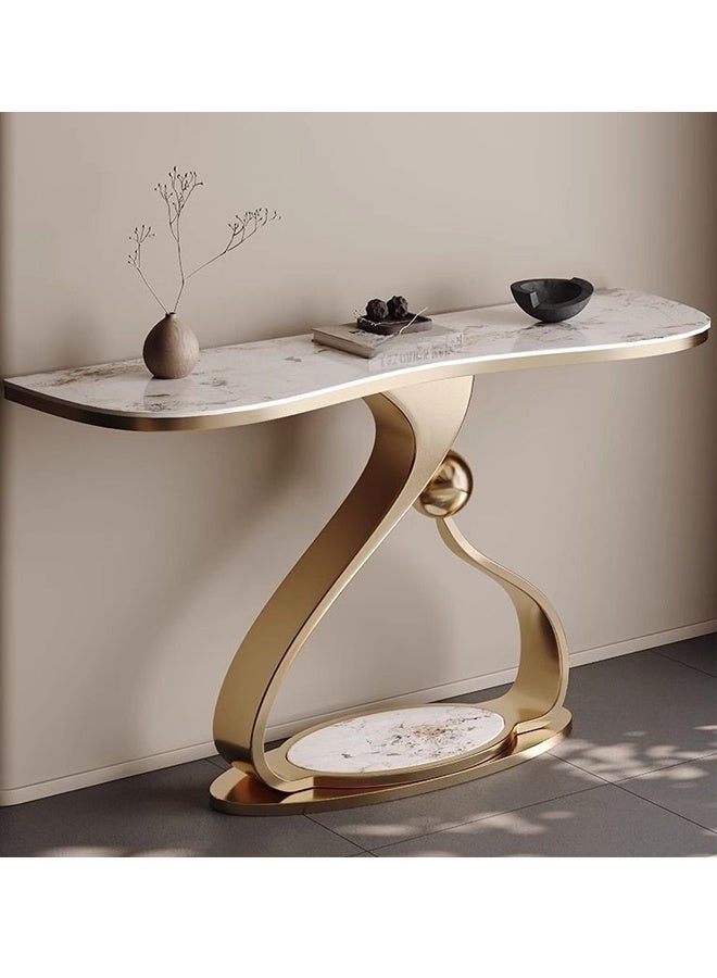 Raffine Modern Luxury Marble Top Console Table with Sculptural Gold Metal Base, Elegant Contemporary Hallway & Living Room Accent Table, Minimalist Designer Sofa Table for Entryway or Foyer – 100 × 45 × 85 cm - Image 4