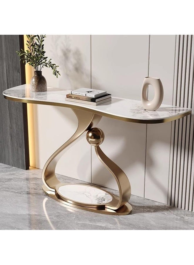 Raffine Modern Luxury Marble Top Console Table with Sculptural Gold Metal Base, Elegant Contemporary Hallway & Living Room Accent Table, Minimalist Designer Sofa Table for Entryway or Foyer – 100 × 45 × 85 cm - Image 5