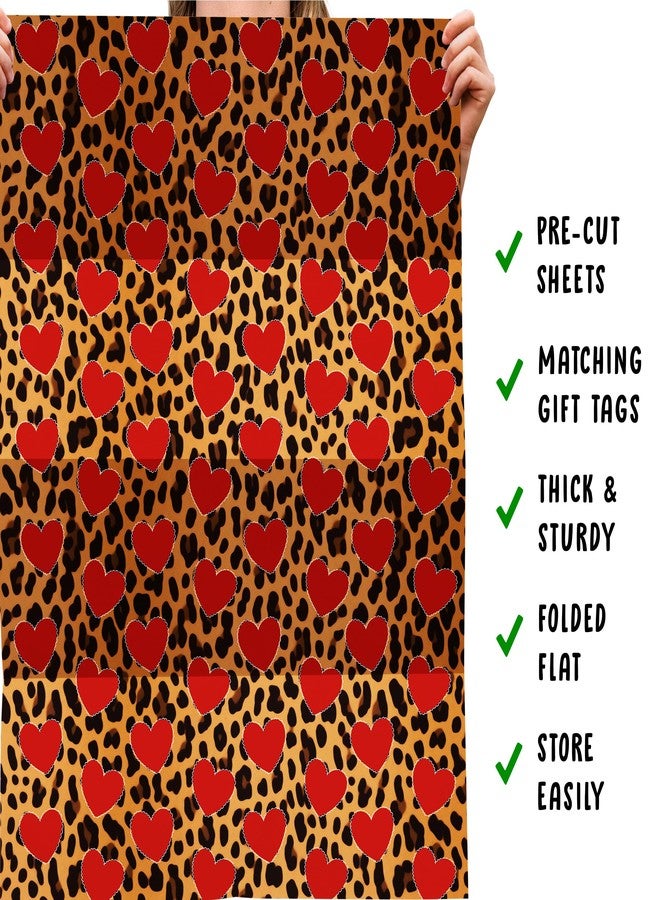 CENTRAL 23 Animal Print Wrapping Paper - Safari - 6 Sheets Of Heart Gift Wrap For Her - Leopard Wrapping Paper - Brown - For Girls Boys - Recyclable - Image 5