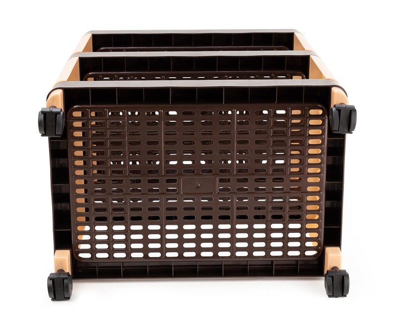 Biltoxi Plastic Multipurpose Storage Racks | 2 Shelfs Storage Organizer Racks for Home, Kitchen, Bathroom | Kitchen Trolley Rack with Wheels (Brown and Ivory) - Image 5