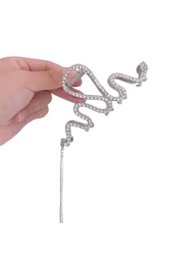 FREEBIES Snake Shaped Spiral Rhinestone High Fashion Korean Hairclaw Hair Clip Hair Claw Clips for Women, Metal Silver Gold Snake Claw Clips for Thick Hair, Rhinestone Hair Jaw Clips with Glitter Tassel, Hair Accessories for Women - Image 1