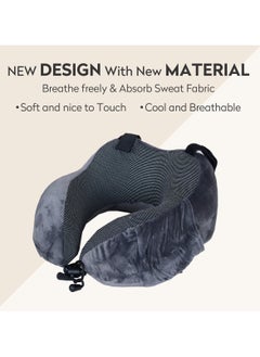 Donetella Luxury Memory Foam Travel Pillow, Dark Grey, Along With Ear Plugs And Eye Masks  - Image 2