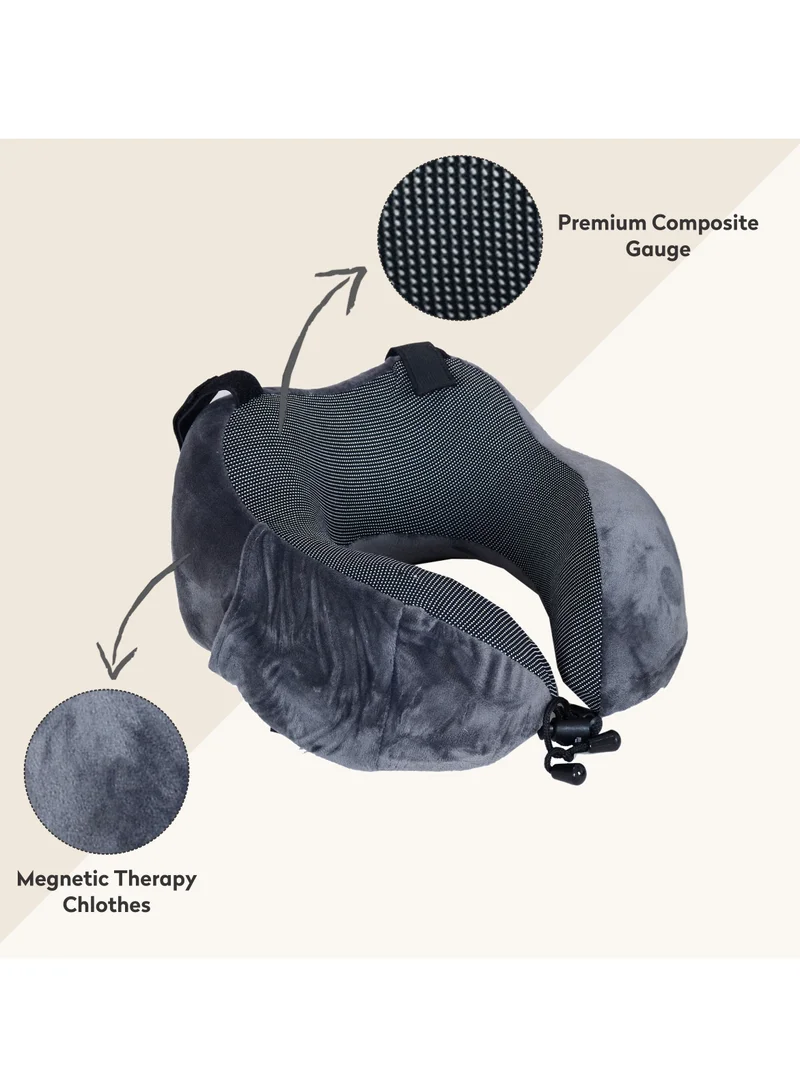 Donetella Luxury Memory Foam Travel Pillow, Dark Grey, Along With Ear Plugs And Eye Masks