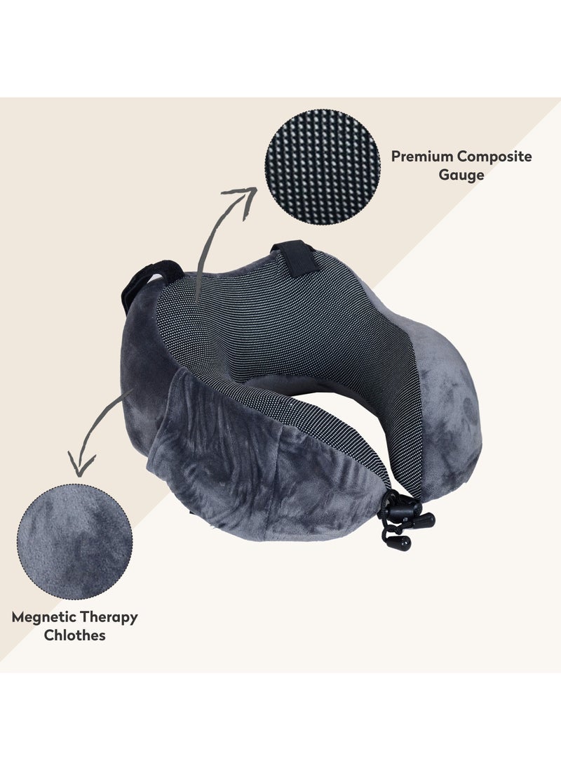 Donetella Luxury Memory Foam Travel Pillow, Dark Grey, Along With Ear Plugs And Eye Masks - Image 3