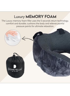 Donetella Luxury Memory Foam Travel Pillow, Dark Grey, Along With Ear Plugs And Eye Masks  - Image 4