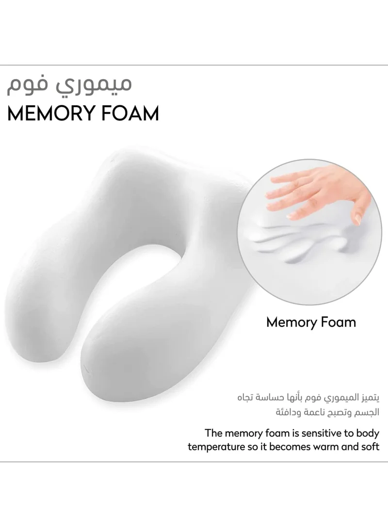 Donetella Luxury Memory Foam Travel Pillow, Dark Grey, Along With Ear Plugs And Eye Masks