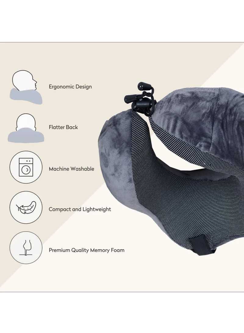 Donetella Luxury Memory Foam Travel Pillow, Dark Grey, Along With Ear Plugs And Eye Masks
