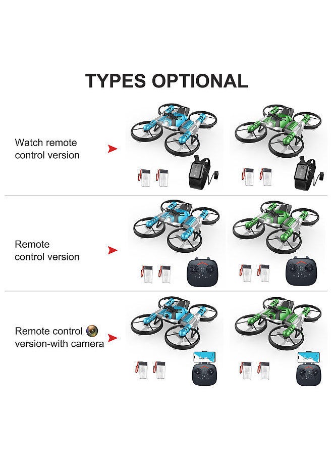 Generic - Mini Drone 2 in 1 Motorcycle Aircraft Deformation RC Drone for Beginners Land Air RC Toys One Key Take off Landing 2 Battery - Image 1