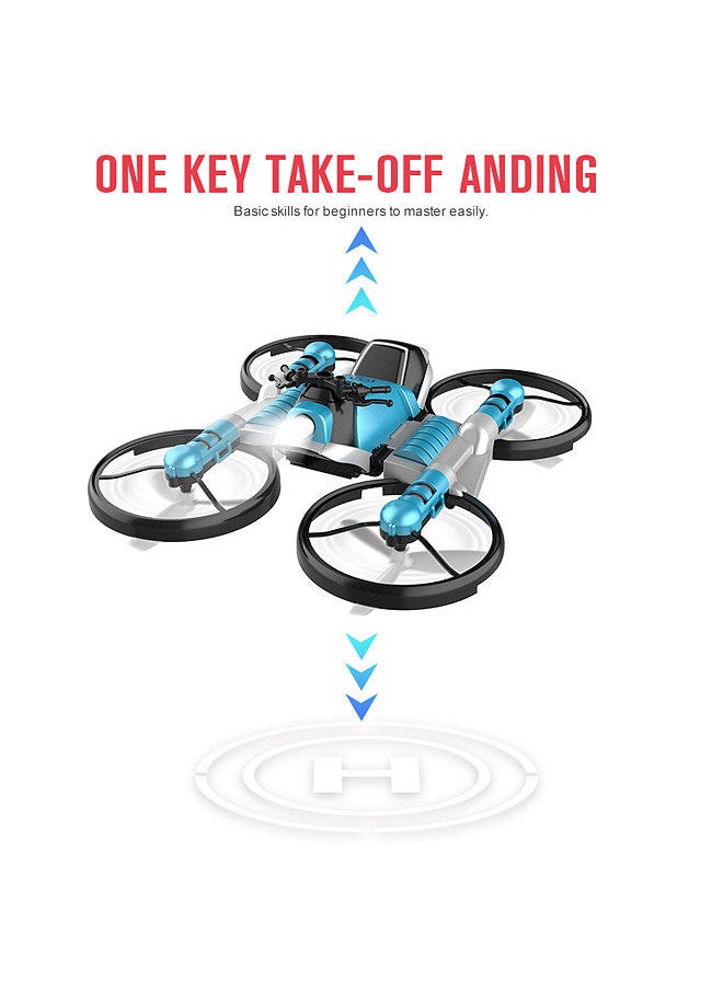 Generic - Mini Drone 2 in 1 Motorcycle Aircraft Deformation RC Drone for Beginners Land Air RC Toys One Key Take off Landing 2 Battery - Image 1
