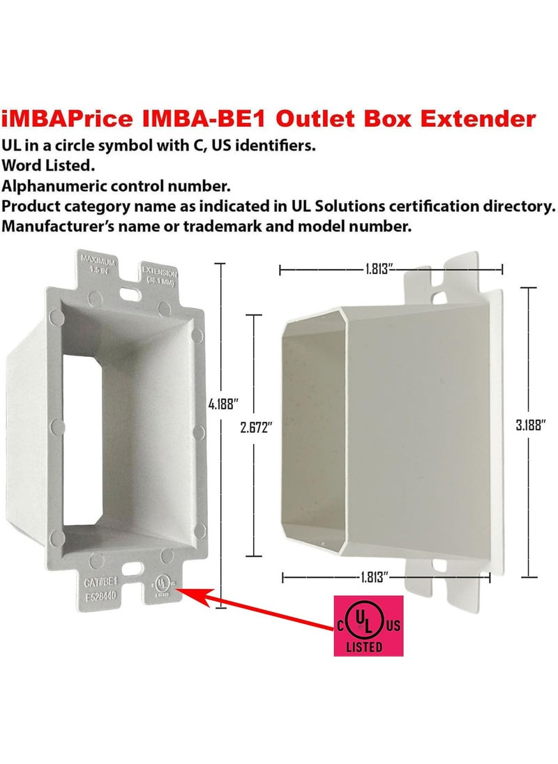 iMBAPrice iMBAPrice IMBABE1 UL Listed 1Gang NonMetallic Electrical Power Outlet Box Extender for Power Switch Receptacles Accessories 2Pack  - Image 2