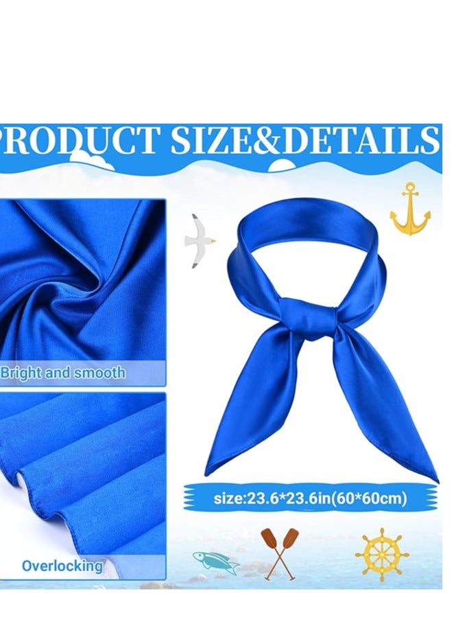 SYOSI 5 PCS Sailor Costume Include Hat Scarf Gloves Socks Glasses, Nautical Cap Satin Accessory Dressing up Party for Men Women Cartoon Character Dress  - Image 3