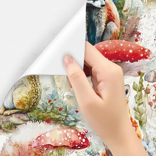 WY-BSO Adhesive Shelf Liner,Mushrooms and Animals Contact Paper for Cabinets,Vinyl Film Decorative Drawer Liner for Bedroom Dresser Sticker 17.3 inch x 118 inch (Colorful, 118x17.3inch) - Image 4